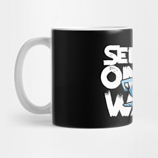 Surfer on a wave on the ocean Mug